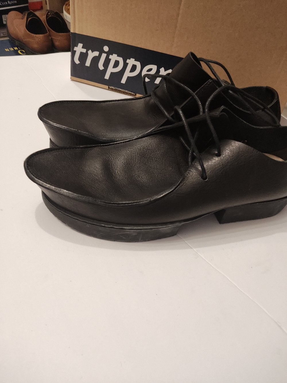Trippen Black Leather Lace-Up Women's Sneakers 42